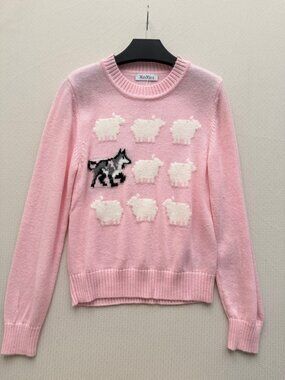 MaxMara Pink Wolf Sheep Wool Sweater